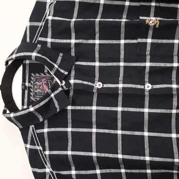 Mutfi men's shirt oll tab long sleeves casual button down linen blend plaid 3XL - Picture 3 of 9